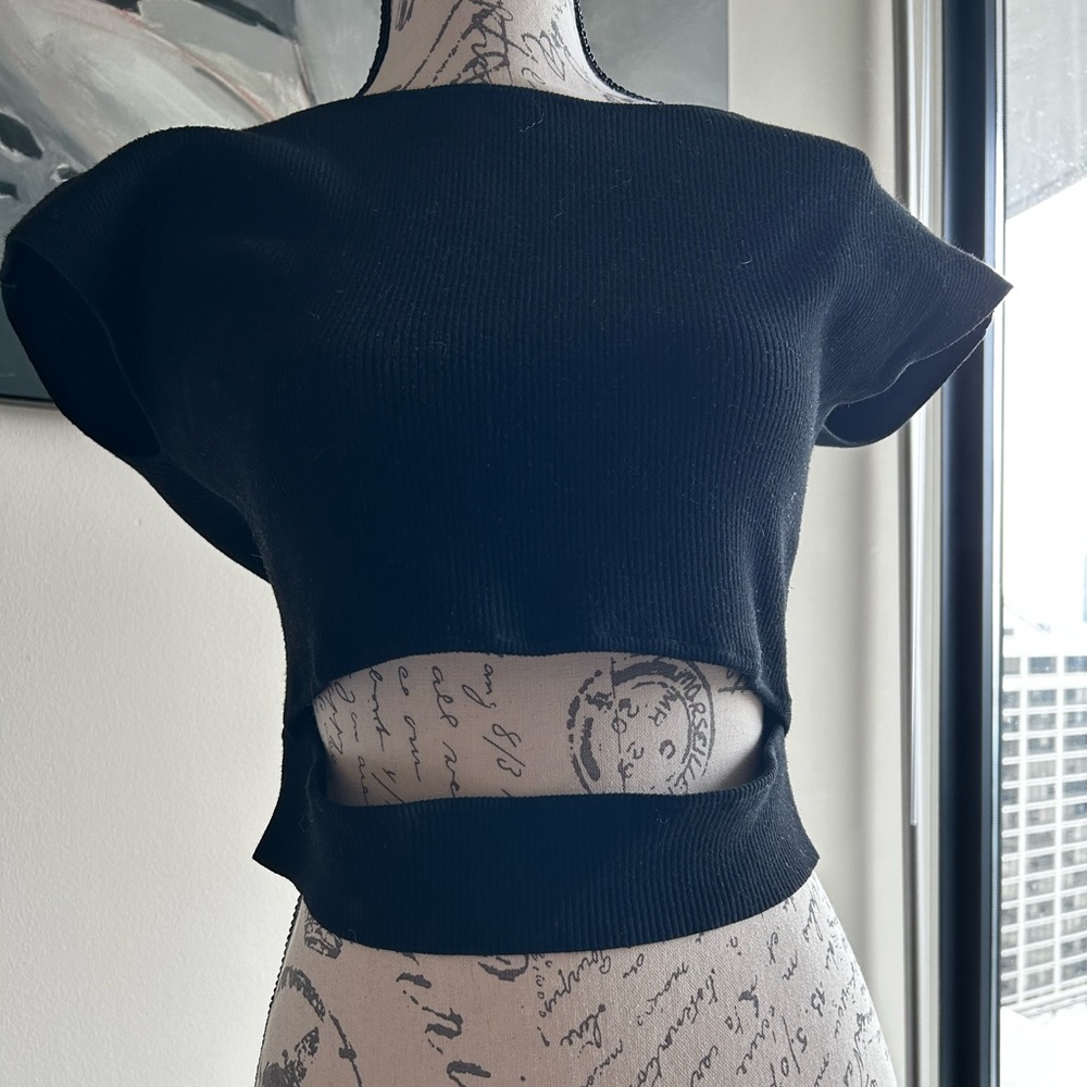 wilfred white ribbed crop top size L